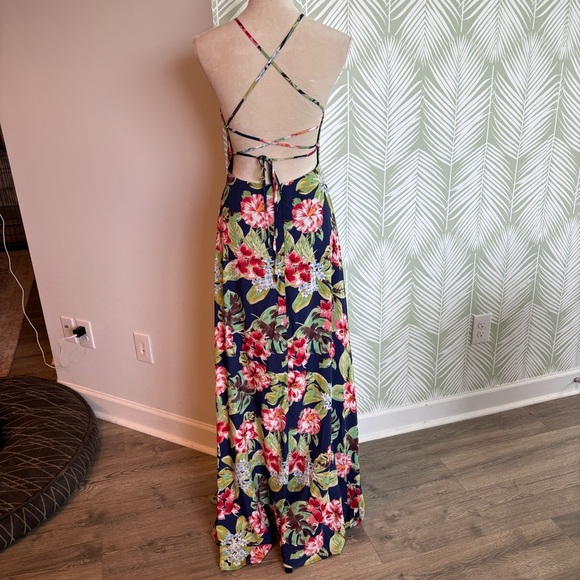 Lulus Havana Oh NaNa Navy Blue Floral Print Maxi Dress Medium Tropical Resort - Picture 9 of 10